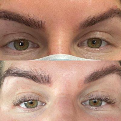 Before and after 3D Lash Perms/Lift and tint