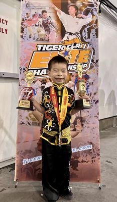 May, 2023. Tiger Claw Elite KungFu Championships. Beginner student won first timer trophies, and 1 silver.