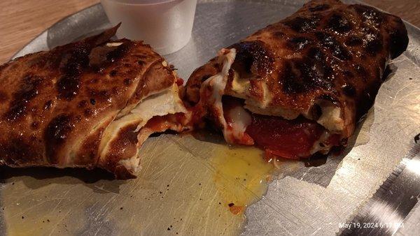 Pepperoni Stromboli with red sauce