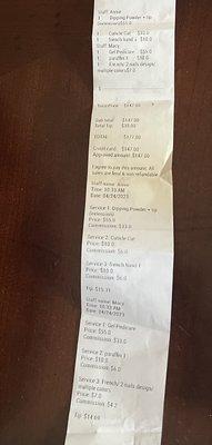 receipt of insane prices