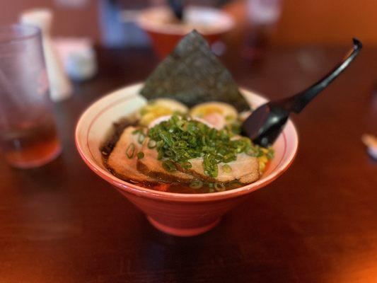 Shoyu Ramen with Extra Corn, Wood Ear Mushroom and Red Ginger