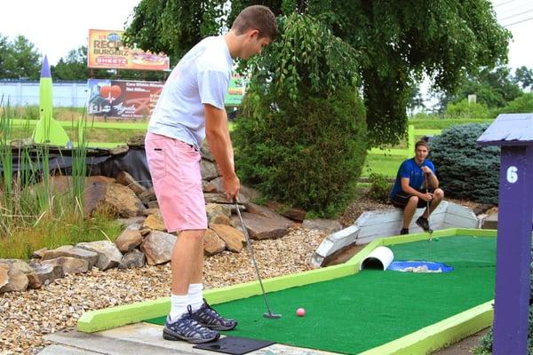 Mini Golfers on Hole 6