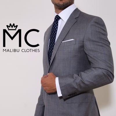 Malibu Clothes 'Napoli' Super 130s Vitale Barberis Grey Windowpane Suit