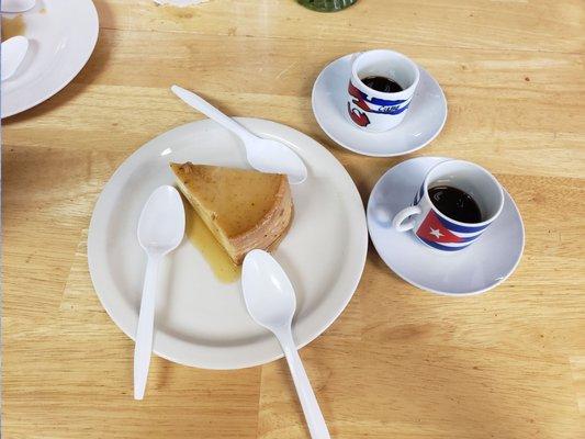 Flan and Cuban coffee