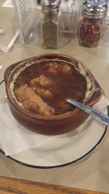 French onion soup - i stured the cheese in already.