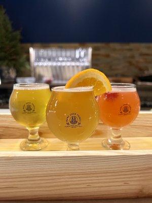 Flight: Sexy Blonde Ale, Wheat Seasonal Brew, Bittersweet Raspberry IPA