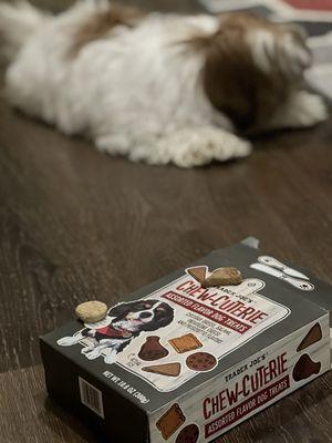 Puppy approved TJ's Chew-Cuterie.