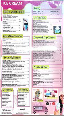 Ice cream Menu