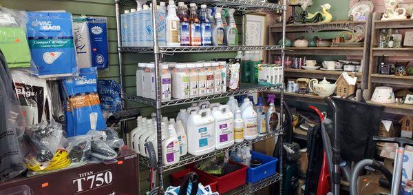 Now carrying cleaning supplies.