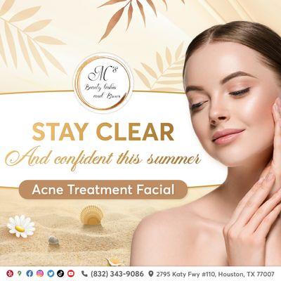 Struggling with acne? 
Our Acne Treatment Facial is here to help! Clear your skin and boost your confidence with our effective treatment