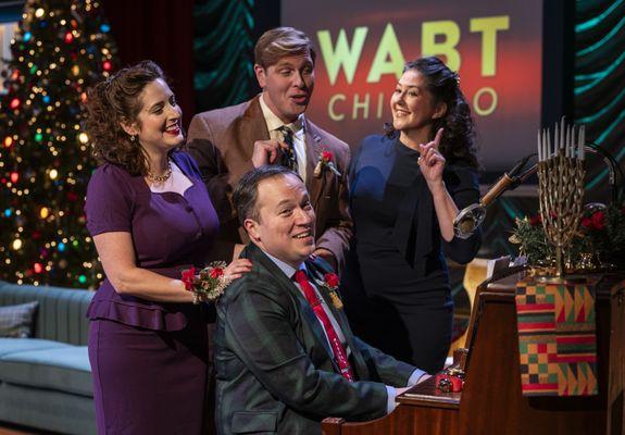 Dara Cameron, Brandon Dahlquist, Michael Mahler, and Audrey Billings in "It's a Wonderful Life: Live in Chicago!" Photo by Michael Brosilow.