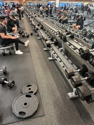 Literally a handful of weights on the rack.