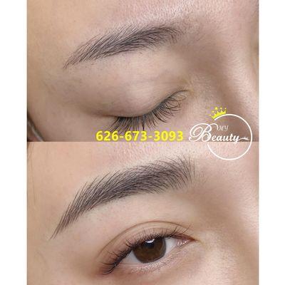 Before and after eyebrow microblading