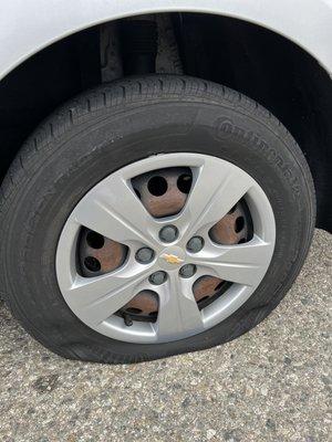 My tire when we made the exit