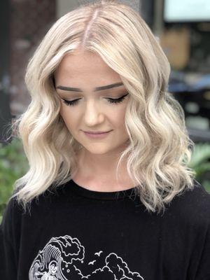 Bright Blonde money piece with Babylights