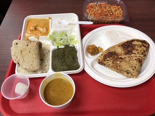 Mooli paratha and combo with sarso ka saag and butter paneer masala