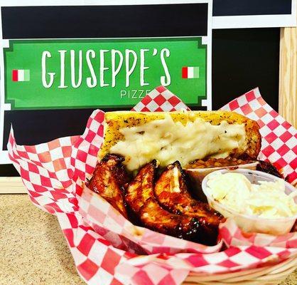 Baby Back Ribs and cheese garlic bread