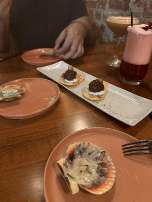 Beef kofta and scallops