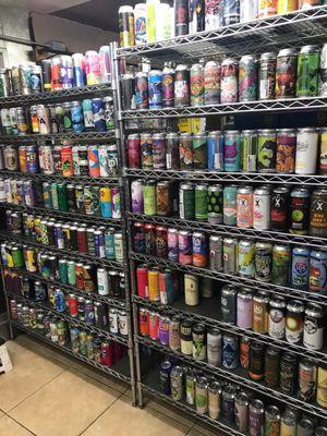 Refrigerated Beer cave. This is only one wall. It's a small rectangular shaped room, more beer racks in the center too. BIG selection.