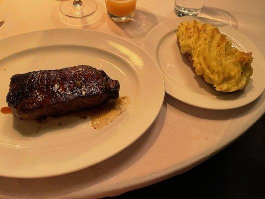 Strip steak,  and twice baked potato, and a Boulevard wheat!