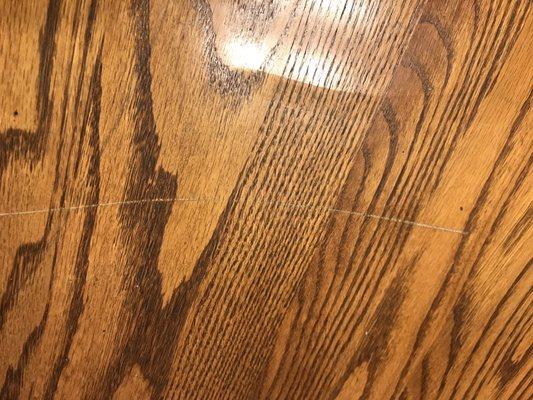 Scratched dining room table