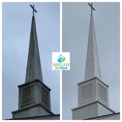 Steeple Cleaning - Before and After