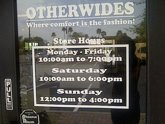 Otherwides Store Hours