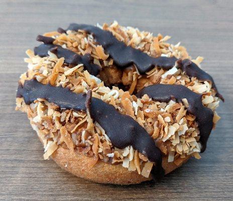 Urban Donut 1-16-22: Highland Park Donut - Vanilla Cake Donut, Caramel, Toasted Coconut, Chocolate Drizzle