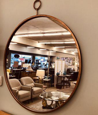 Dark Copper Round Mirror