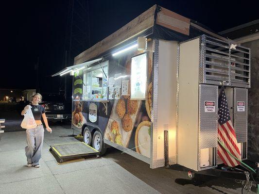 The Falafel Spot food truck and its friendly sweet host: this place opens 4PM-11PM daily except Monday