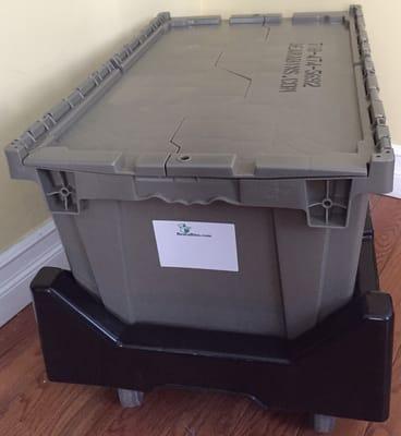 Large bin with dolly to rent