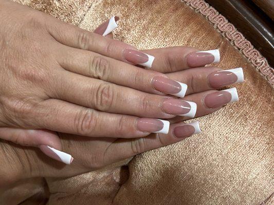 Gel nails pink and white long