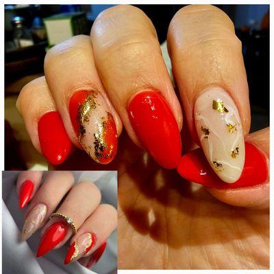 Dip manicure,  smaller picture was the inspiration picture used.