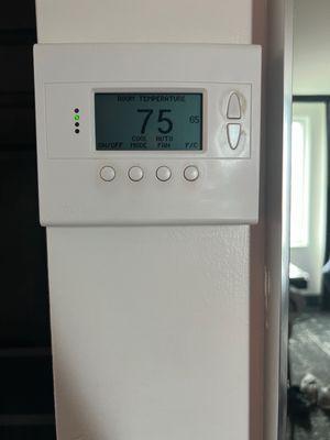 The A/C being broken caused the room to get really warm. It ended up being close to 80 degrees when it was all said and done.