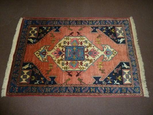 Handmade Persian Bijar Medallion Rug Hand Spun Natural Wool Natural Dyes 150 KPSI Fine Wool On Cotton 5.3 x 3.6