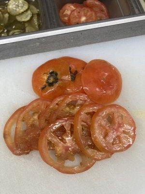 Here's your tomatoes you eat when you go.