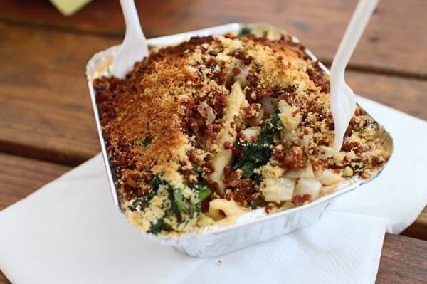 Bacon, spinach, onion, Parmesan and breadcrumbs