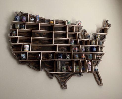 United States shot glass shelf