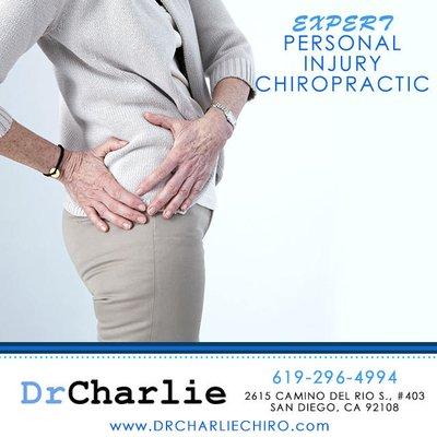 Personal injury chiropractic care Mission Valley, San Diego, CA. Call for app: 619-519-1501. www.drcharliechiro.com