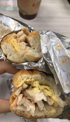 Chicken cheese egg in long roll with the special Hemo's sauce : $5.50