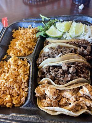 Street Taco, asada, chicken and Birria!  Delicious!