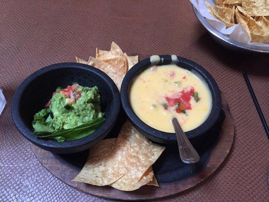 Queso and Guac appetizer