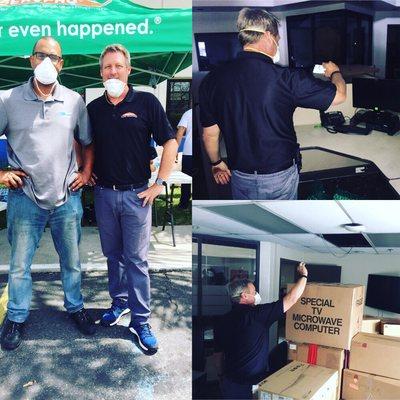 Partnering with ServPro to help our client recover from a fire. Cleaning and sanitizing the computers.