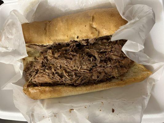 Italian beef sandwich cheese on bottom