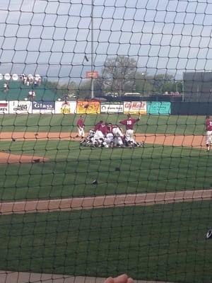 Winning dog pile!