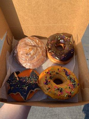 We grabbed some holiday treats. Cinnamon roll was really good, I would pass on the donuts next time