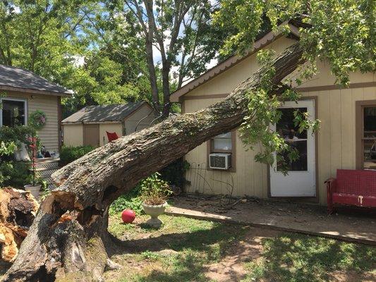 This storm damaged removal off the roof took 45 min! Our client was very pleased.