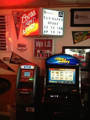 2 Happy Hours a day, ATM, Video Lottery