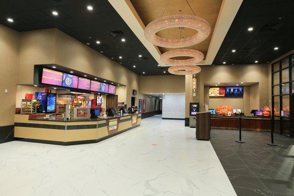 Newly remodeled lobby with new guest services counter and three beautiful chandeliers!