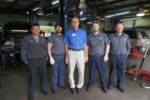 Five Star auto service begins here! Art and his crew, Ricardo, Andrew, Walt and Hal.